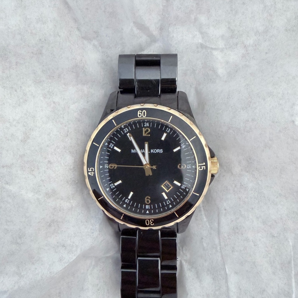 Michael Kors Black and Gold Timepiece